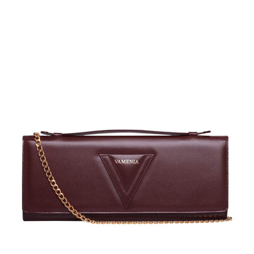 Long clutch made of calf leather in bordeaux -BONA DEA-